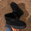 Fashion Buckle Faux Fur Winter Ankle Boots Women Cotton Padded Thicken Plush Snow Boots Comfort Thick Sole Non Slip Platform Casual Shoe