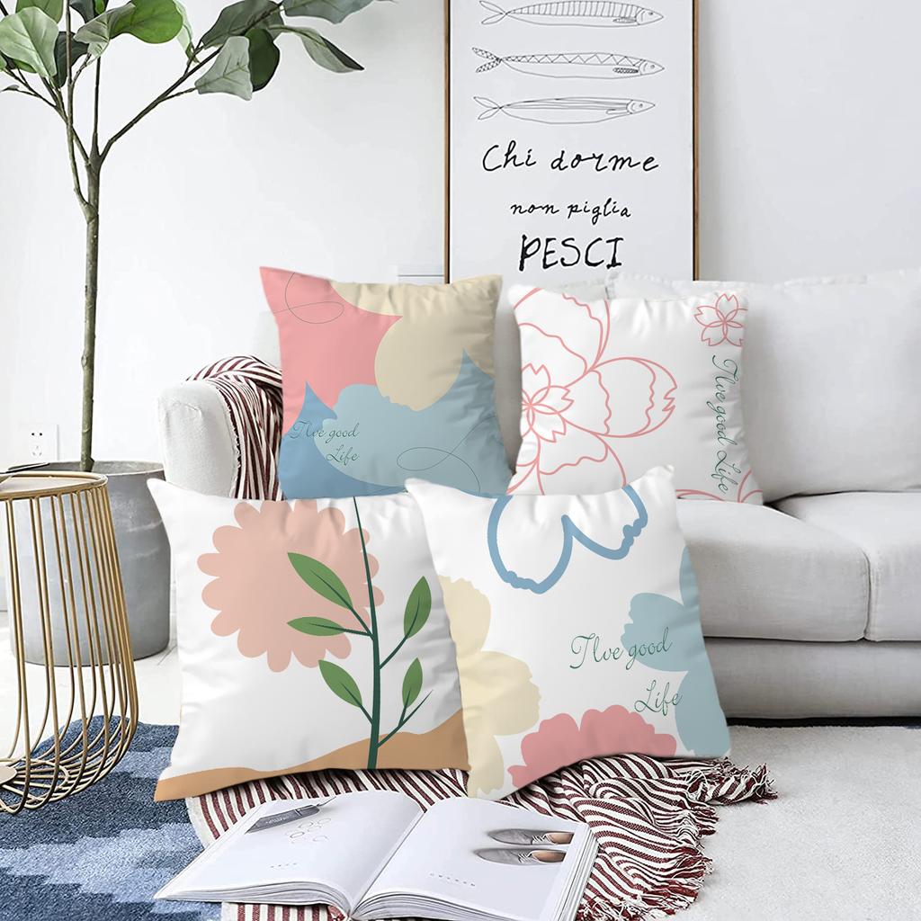 Abstraktní povlak na polštář s květinovým motivem, svěží a jednoduchý, z broskvové kůže, sametový, tištěný, na pohovku, noční polštář, polštář na spaní pro domácí použití