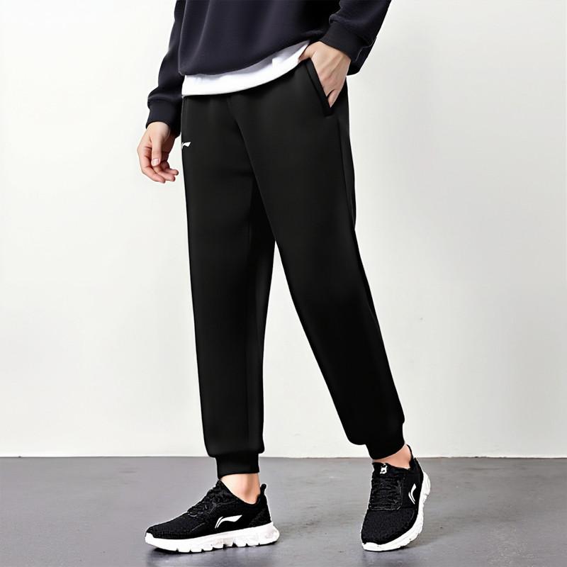 Li-Ning Solid Color Elastic Quick-Dry Casual Straight-Leg Jogger Knit Sports Pants Men Bottoms AKLVC91-1