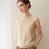 Women's Pure Cashmere Knitted Vest - Autumn/Winter Half High Neck Sleeveless Pullover Cardigan