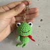 Handmade Crochet Frog Keychain Green Amigurumi Bag Charm Cute Animal Lovers Gift Kids Backpack Accessories, Eco-Friendly Keyring