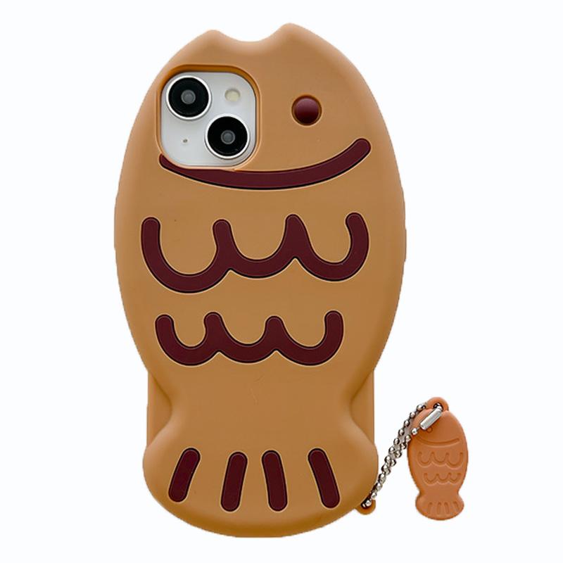 For iPhone 15 Silicone Case Cute Snapper Design Shockproof Phone Back Cover with Charm