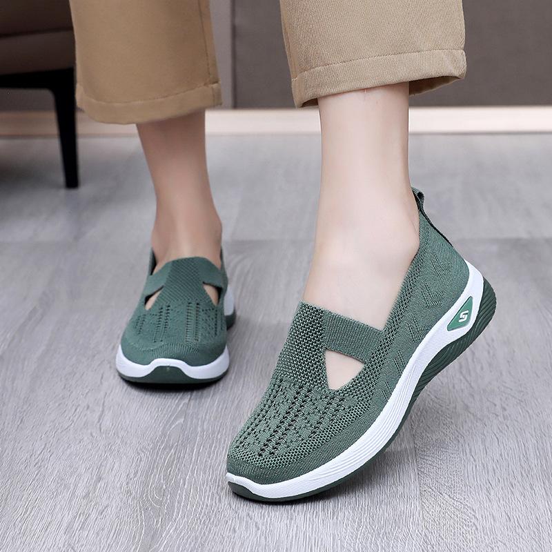 Flying woven women's shoes mother shoes cloth shoes soft-soled women's shoes middle-aged and elderly mother walking women's shoes summer mesh shoes