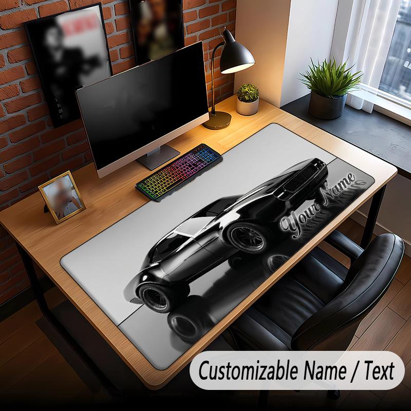 Auto-Rennsport-Thema Benutzerdefiniertes Mauspadd Personalisiert mit Namens-Text Angepasste Schreibtischmatte für Büro Heimdekoration