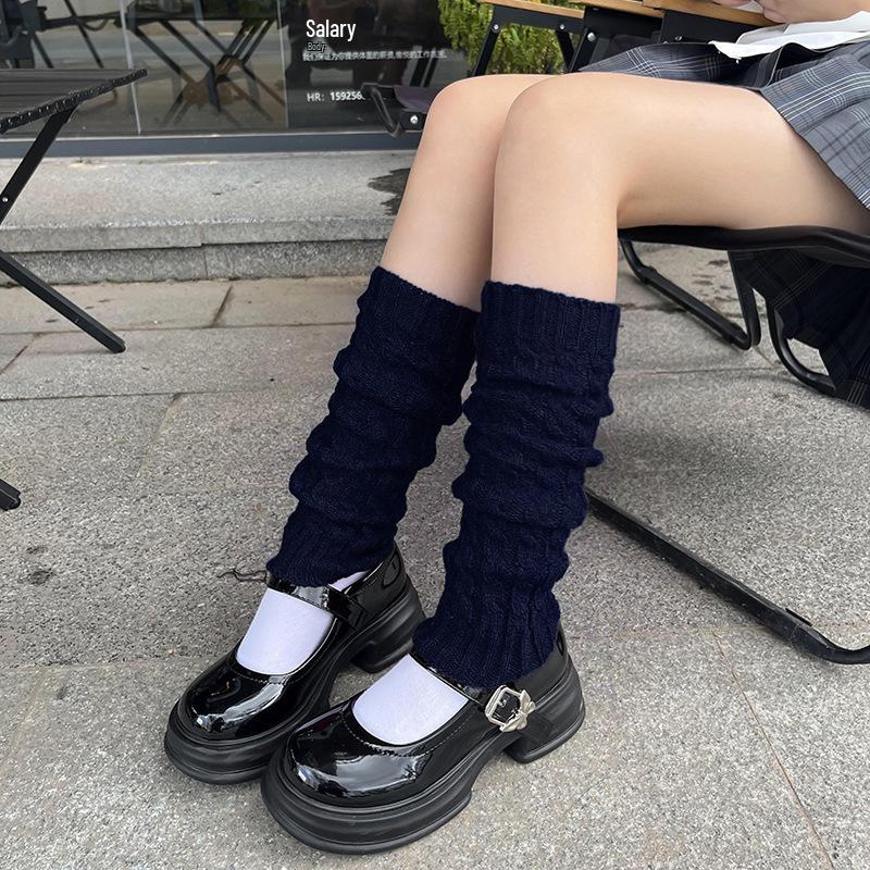 

Женские зимние теплые вязаные носки до середины икры и наколенники - однотонные гетры в стиле Лолита Ladies/Young Students