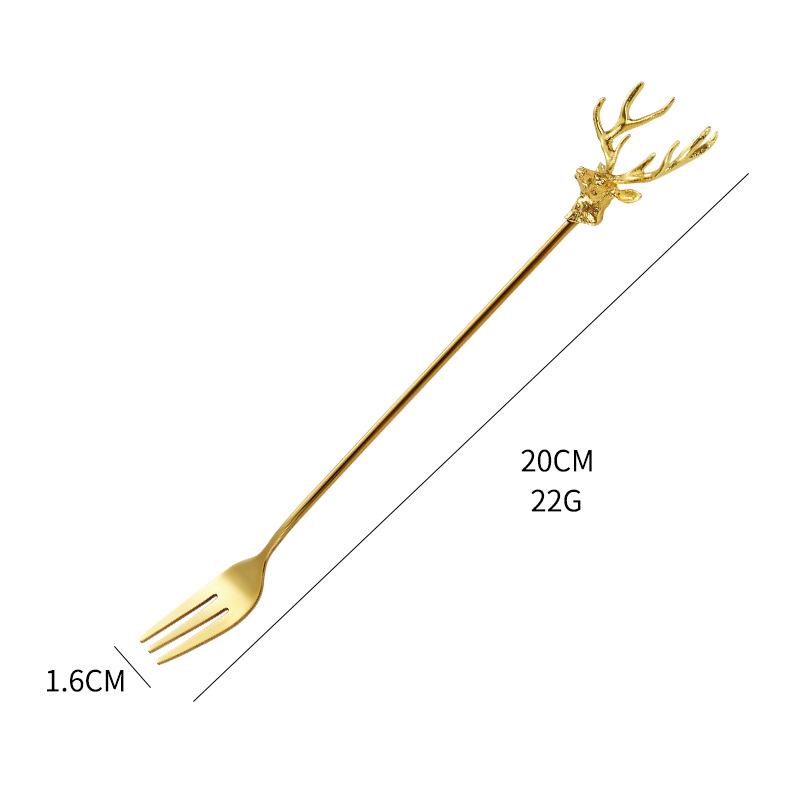 Nerezová ocelová kreslená lžíce s jelení hlavou, roztomilá mini lžíce na zmrzlinu, lžíce na kávu a dezert, míchací lžíce, nádobí