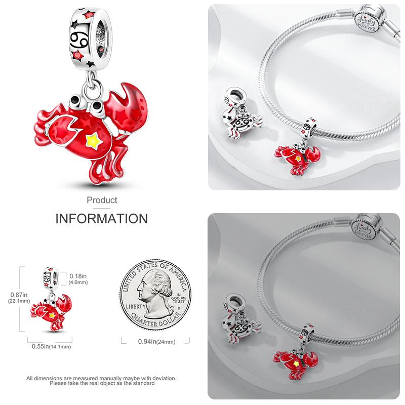 Luminous Twelve Constellation Birthday Gift Charms Copper Aquarius Virgo Fit Original Bracelets Dangle Cha Beads Diy Jewelry