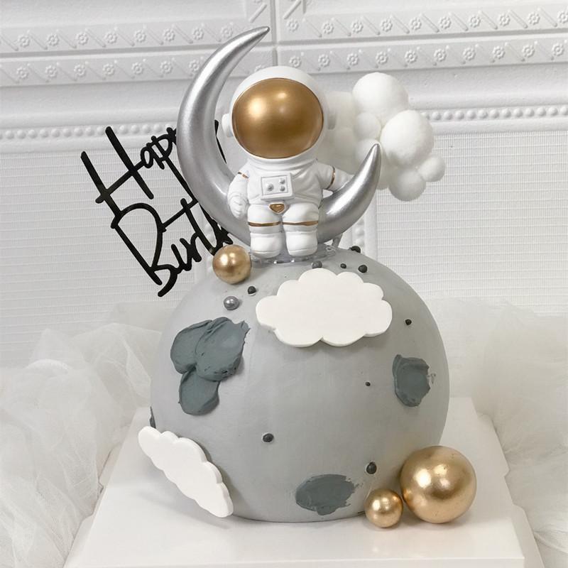 Outer Space Cake Topper Children Kids Birth Party Decor Astronaut Cakes Ornament Spaceman Universe Birthday Cake Decoration