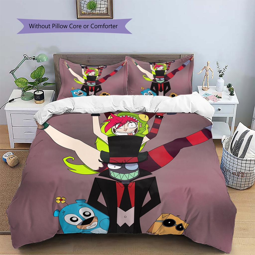 Black Hat Pattern Bedding Quilt Set Home Decoration Gift (1 * duvet cover + 2 * pillowcase without core)