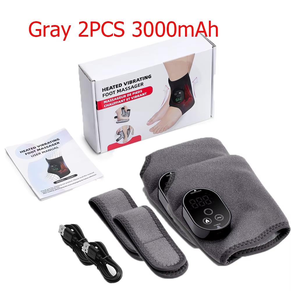 2026 New Heating Ankle Foot Massage Pad Heated Vibrate Rechargeable Ankle Massager 3 Speed Level Adjustable Strap Fit for Left/Right Foot