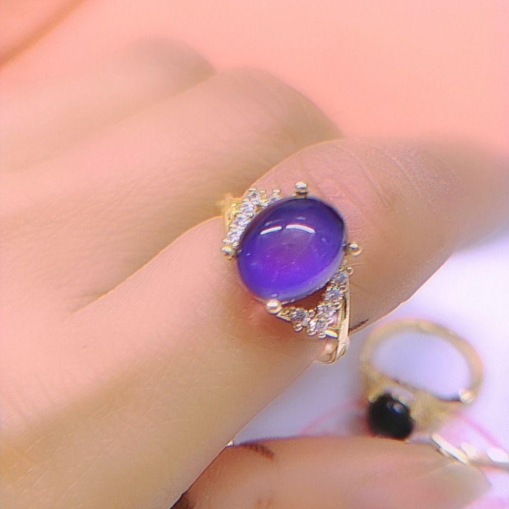 Moon Stone Retro Adjustable Mood Rings Oval Color Changing Mood Ring Changing Color Ring Couples