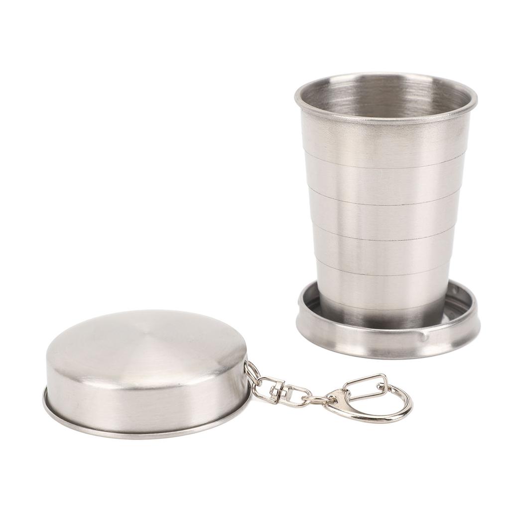Stainless Steel Collapsible Cup Outdoor Travel Camping Portable Folding Cup with Keychain for