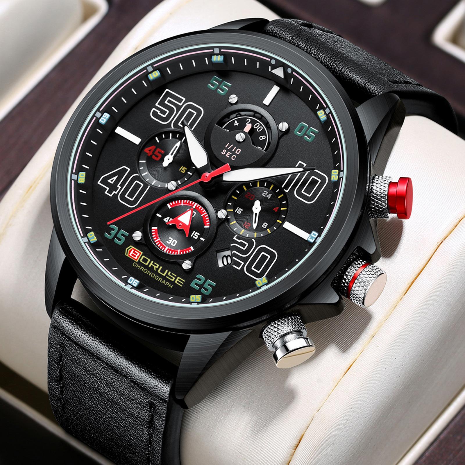 Boruse Fashion Men S Belt Watch Fashion Waterproof Luminous Calendar Quartz Watch