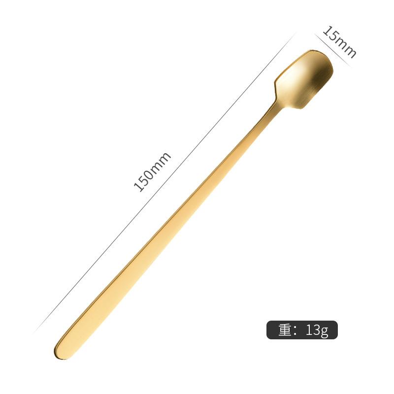 Stainless Steel Square Mini Teaspoon with Long Handle Small High Quality Spoon Coffee Ice Cream Honey Mixing Spoons Tableware