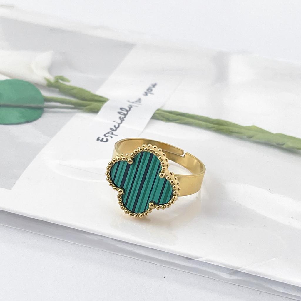 New 15mm Large Fashion Clover Ring Adjustable Opening Ring Simple Personalized Ring