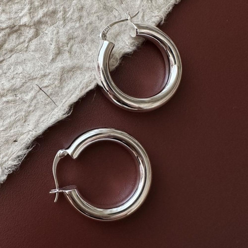 

925 Sterling Silver Earrings For Women Trendy Simple ROund Earring Jewelry Prevent Allergy Party Christmas Accessories