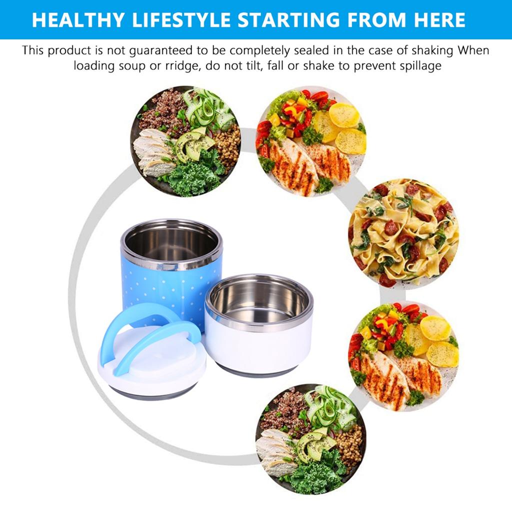 Cutie de prânz termoizolantă din oțel inoxidabil cu 2 straturi, recipient pentru alimente, recipient pentru alimente fierbinți cu strat dublu, cutie de prânz termică