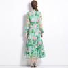 Spring Clothing for Women 2026 New Style High-End Flower Printed Belt Slim-Fitting Long French Long Sleeve Chiffon Maxi Dress