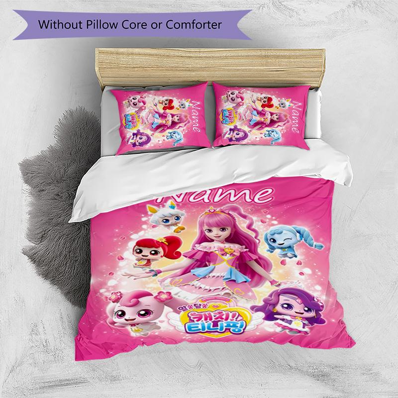 3pcs Custom Name Catch! Teenieping Bedding Set Duvet Cover Closure Includes 1 Duvet Cover & 2 Pillowcases for All Seasons Bedroom Decor