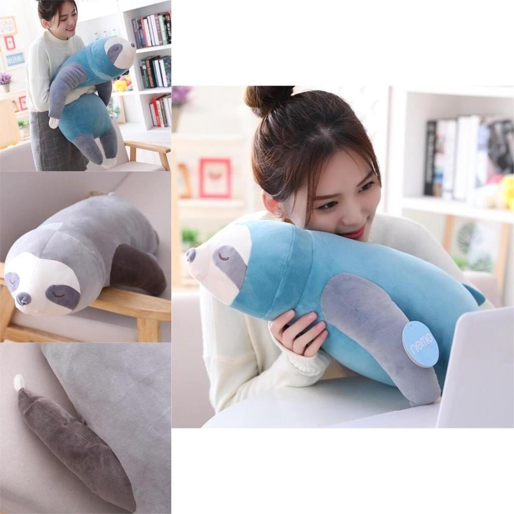 Adorable Sloth Plush Toy Pillow For Kids And Girls Short Plush And Pp Cotton Stuffed Blue And Grey