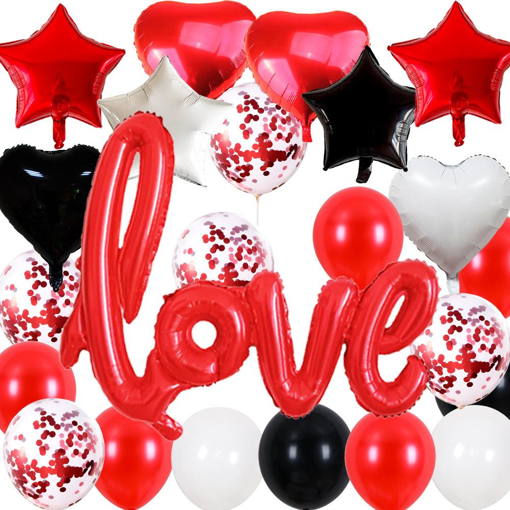 1Set Romantic Wedding I Love You Heart Aluminum Foil Balloons Heart Ballons Valentine Day Birthday Party Decorations