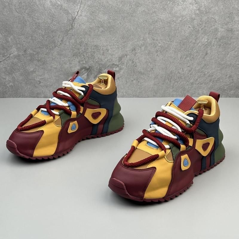 Golden Sapling Retro Mixed Colors Men Shoes Tide Thick Bottom Men's Vulcanize Shoes Outdoor Leisure Street Leather Footwear Man