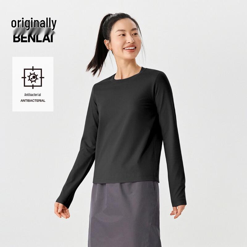BENLAI Women s Anti-Bacterial Round Neck Long Sleeve Knit Tee M