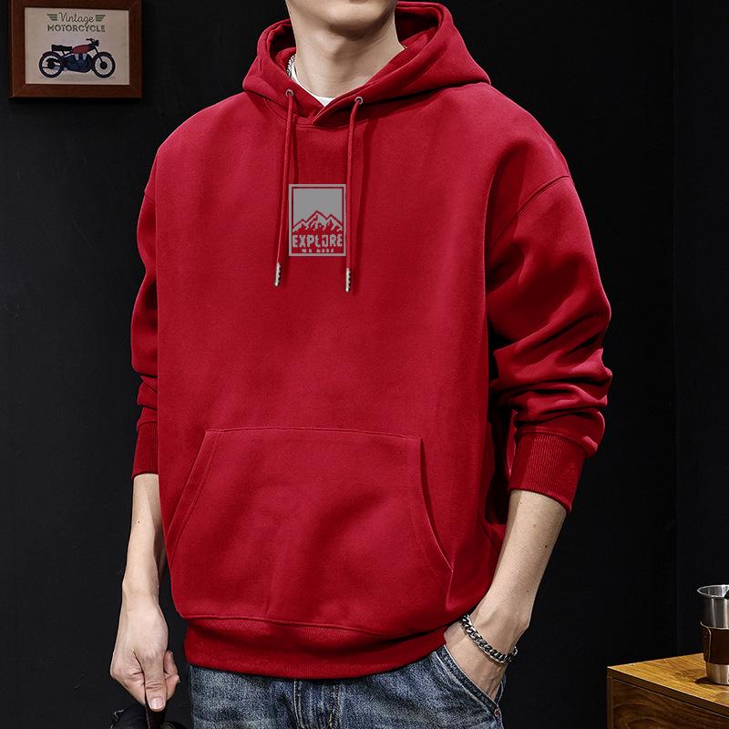 Herren Hoodie mit Retro-Buchstabendruck - Amerikanischer Hong Kong Stil, Lockerer Schnitt, Trendige Freizeitjacke für Frühling/Herbst.