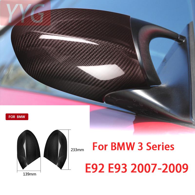 Real Dry Carbon Fiber Door Side Wing Rearview Mirror Cover Trim Car Accessories Modification For BMW 3 Series E92 E93 2007-2009