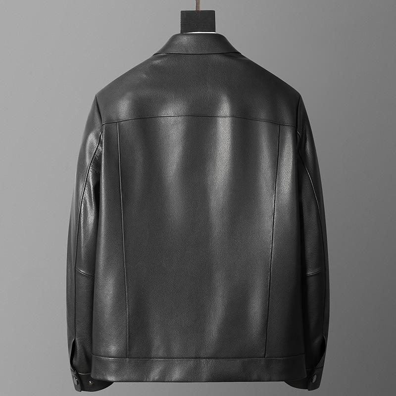 New Autumn and Winter Men's Genuine Leather Clothes Goat Leather Jackets Simple Commuting Men's Clothes with Multiple Pockets