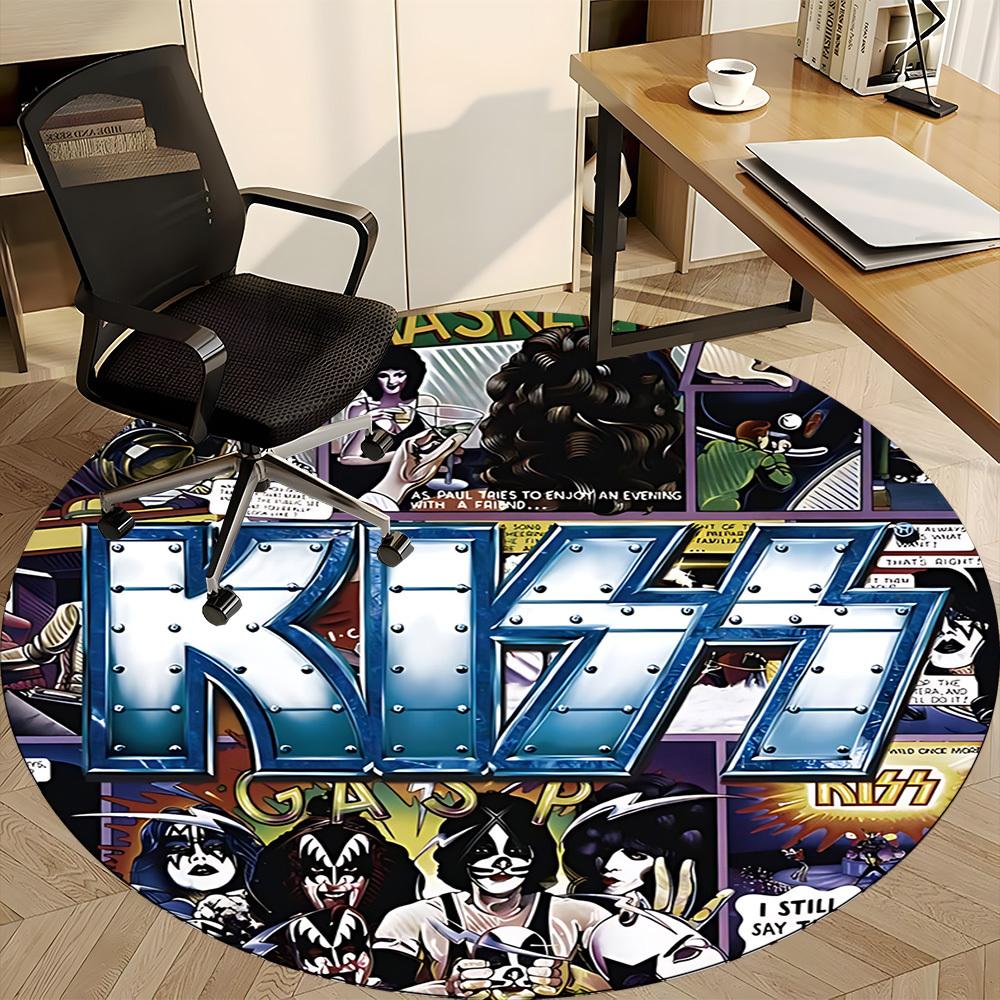 1pc KISS Band Office Round Area Rug, Indoor Mat Suitable For Office, Under Office Chairs Bedroom Living Room Home Decor a0908169