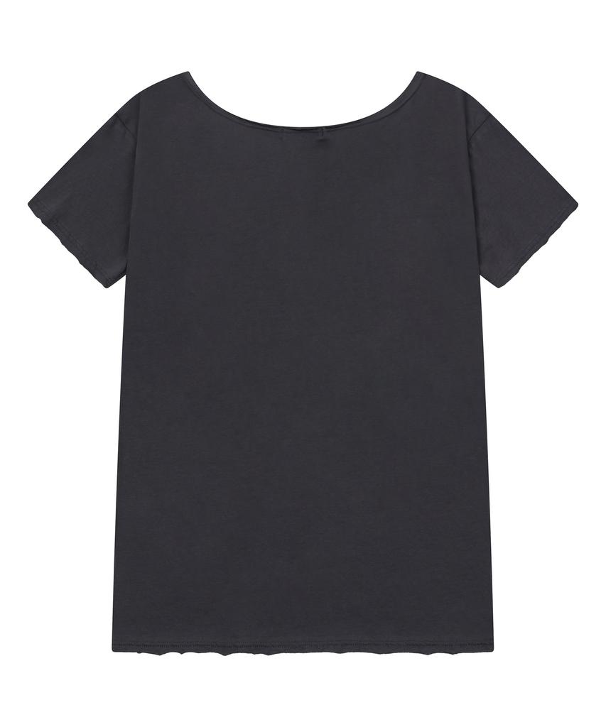 MUCENT Logit Heart Cross Hotfix One Shoulder Short Sleeve Tee (2 Colors)