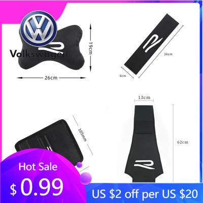 2026 Hot Sticker Car Seat Belt Protect Shoulder Pads Safety Handle Cover Headrest Neck Pillow New R Logo for VW Volkswagen Golf