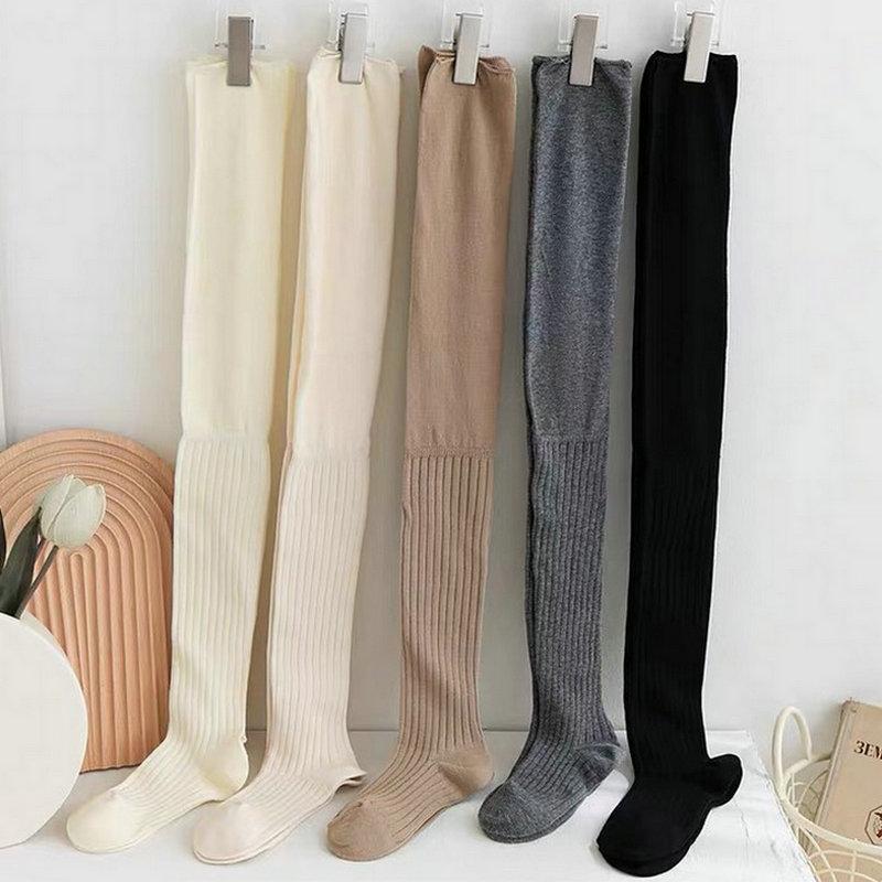 Solid Color Thigh High Stockings Women Trendy Casual Over The Knee Female Long Socks Thermal Warm Cotton Tall Tube Leggings