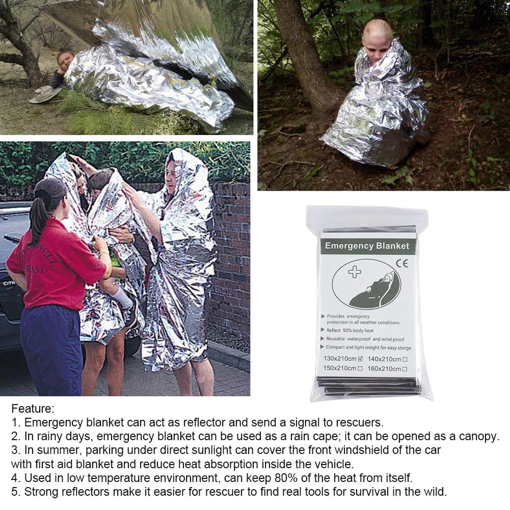 1-10PCS Emergency Windproof Waterproof Foil Thermal Blanket Outdoor Survival First Aid Military Rescue Camping Kit