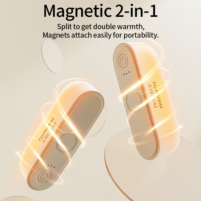 2-in-1 Magnetischer Wärmer Schnelles Aufheizen Temperatur einstellbar Wiederaufladbar Teilbarer Taschenwärmer Winterwärmer Tragbarer USB-Wiederaufladbarer Heizkörper
