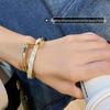 Gold-Plated Geometric Open Bangle – Korean-Style, Luxury Retro Bracelet with Unique Design for Women