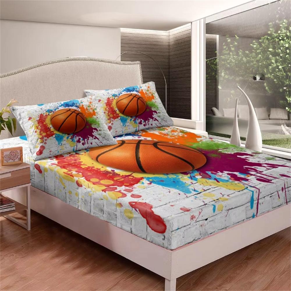 Youth Soccer Fitted Sheet Crack Wall Sheet Set for Kids Teens Boys Young Man Football Bedding Set Team Sports Games Bed Cover