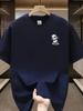 Men's Summer 100% Pure Cotton Fashionable Casual Loose Sports Cartoon Bear Pattern Printed Round Neck Short Sleeved T-shirt top#Color