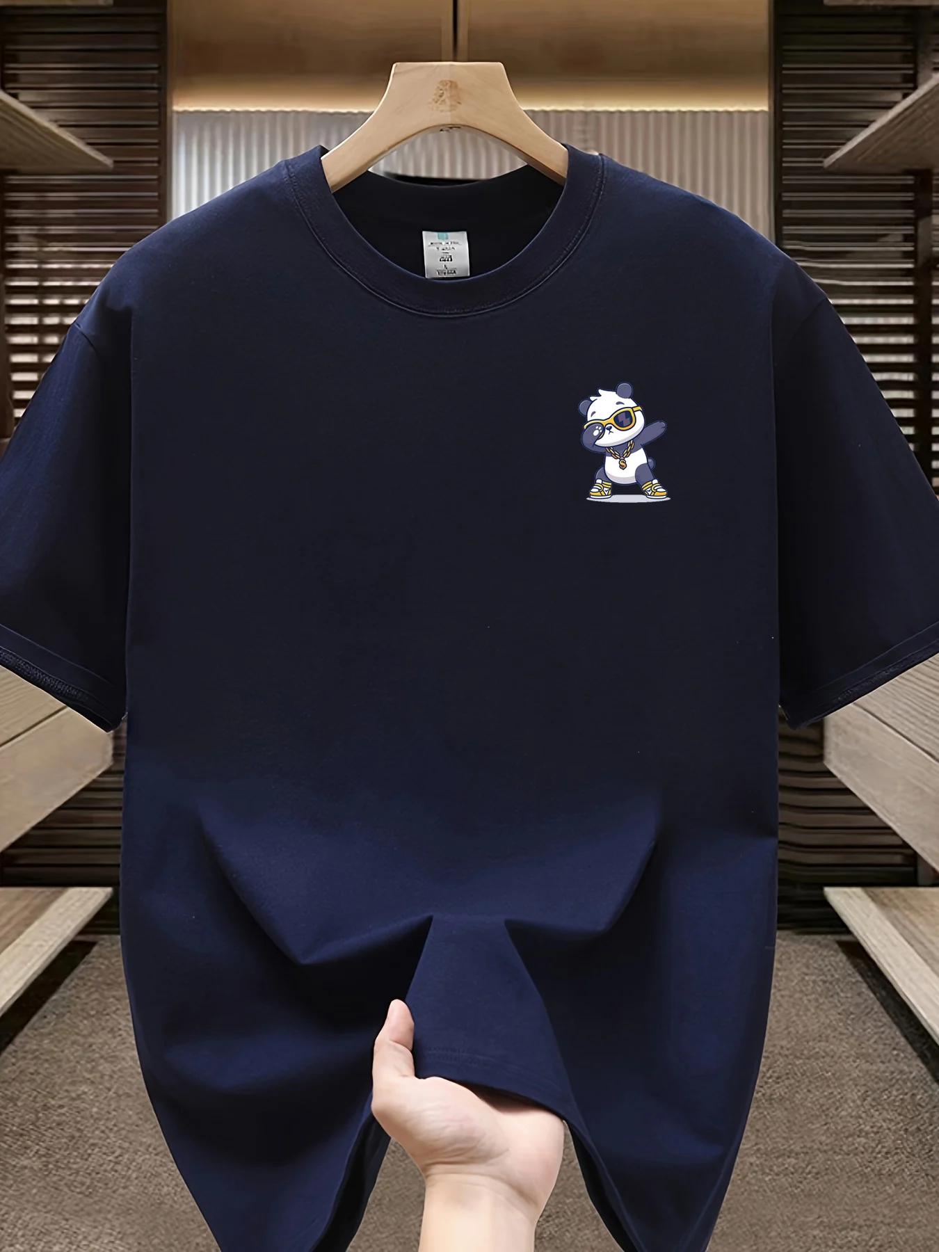 

Мужская летняя модная повседневная футболка с коротким рукавом из 100% чистого хлопка, свободного кроя, спортивная, с принтом мультяшного медведя, с круглым вырезом#Цвет XXXXXL чёрный