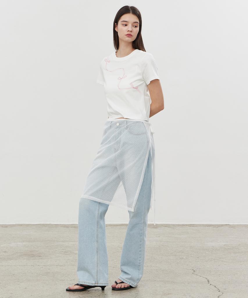 Itove Seoul See-Through Layered Wrap Skirt Wh