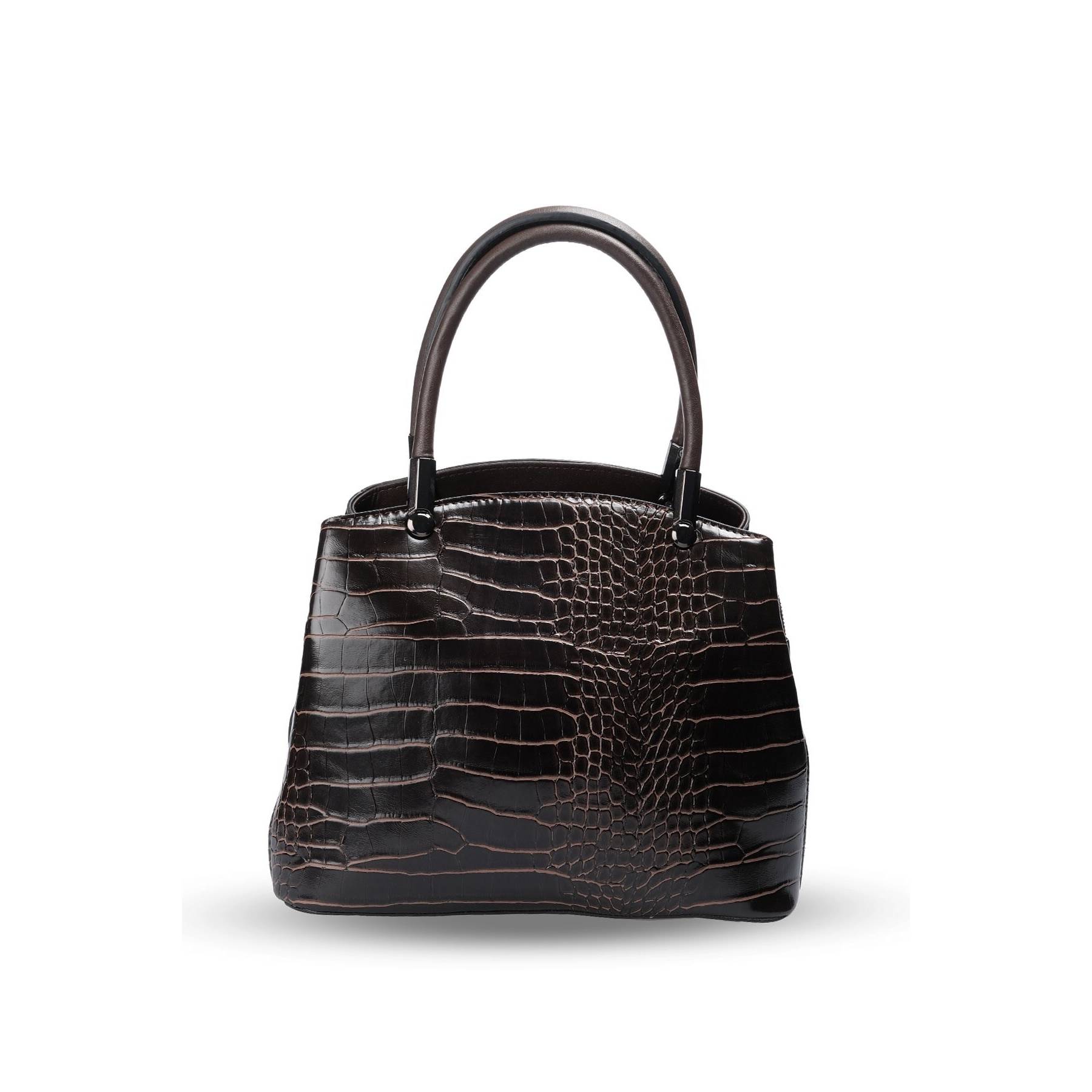 

Женская стильная коричневая крокодиловая сумка через плечо и ручная сумка