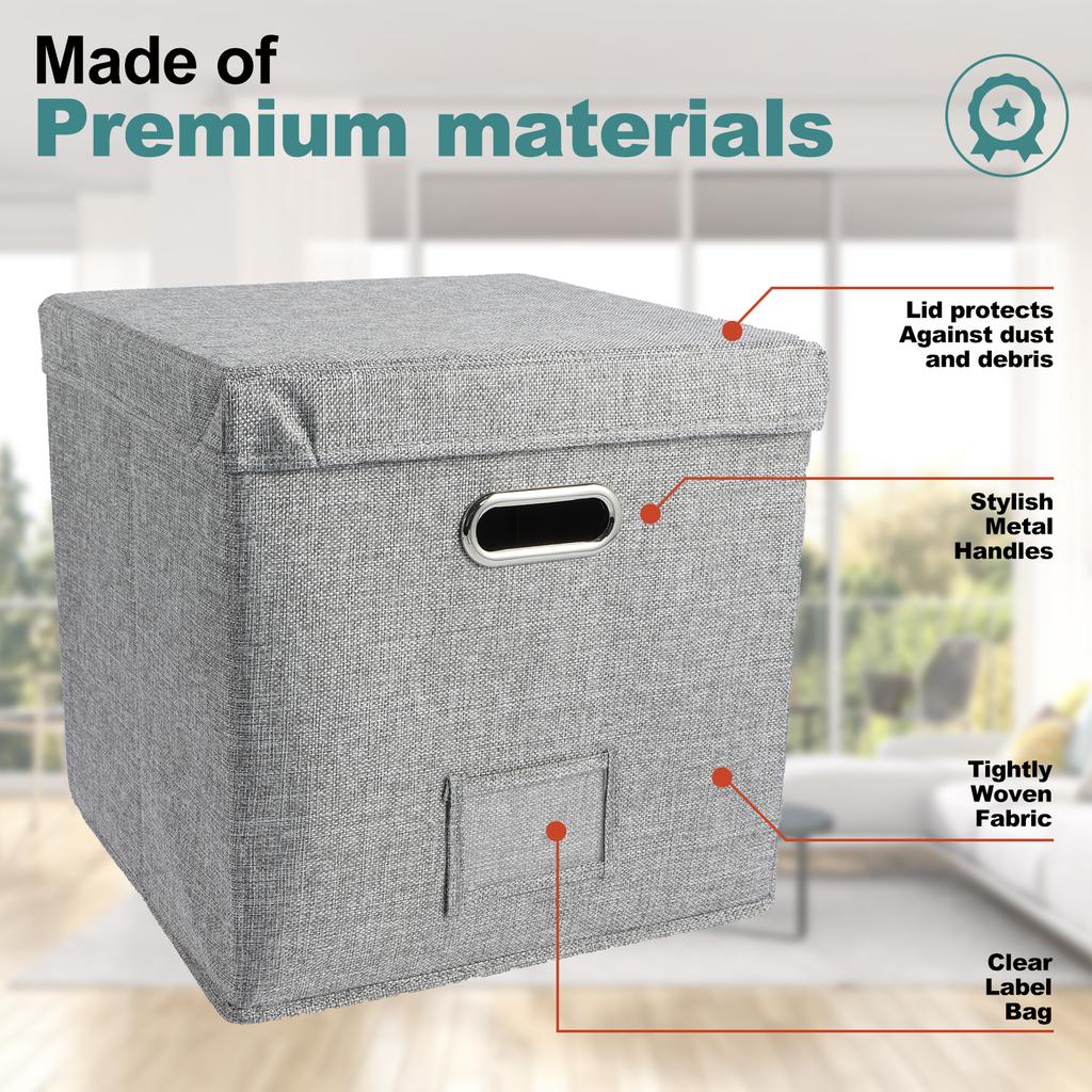 13 Zoll Faltbarer Organizer Großes Fassungsvermögen Schallplatten Aufbewahrungsbox mit Deckel Baumwolle Leinen Zuhause Schrank Multifunktionaler Organizer