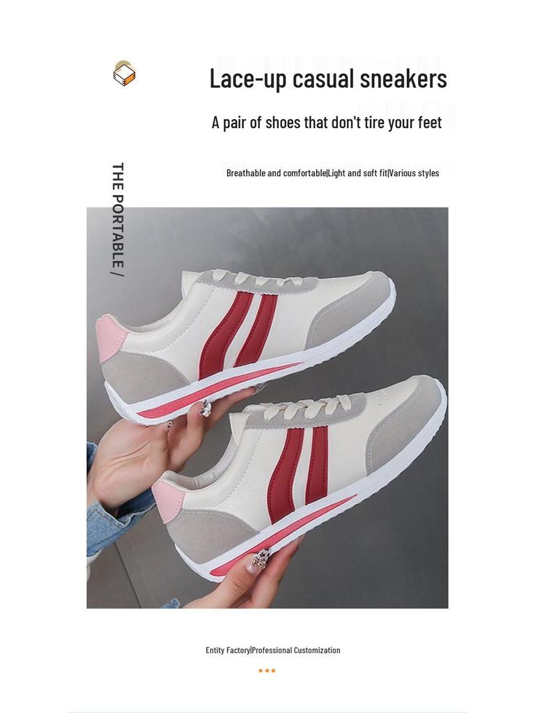 2025 Autumn Women's Lace-up Casual Sneakers: Soft Sole, Non-slip, Versatile Flat Running Shoes for Students