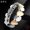 Color painting oil geometric oval elastic bracelet, fashionable and high-end women's versatile alloy bracelet