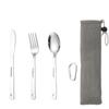 Black/Silver Camping Cutlery Set Stainless Steel Spoon Fork Set Flatware Set  Outdoor