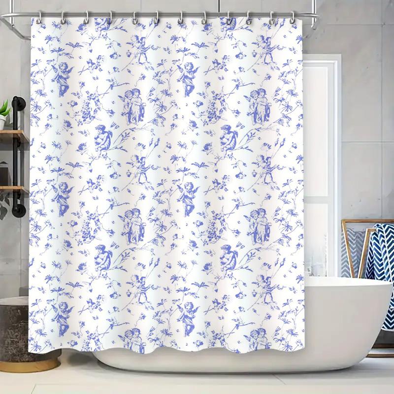

Abstract Art Shower Curtain Waterproof Bathroom Decor Hand-Drawn Floral Print In Multi Colors For Home Decoration (Green) W60H190(CM)-1 Pcs