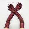 Long Glitter Elastic Fingerless Gloves Sparkly Sequin Performance Party Holiday Stage Costume Accessory Gloves