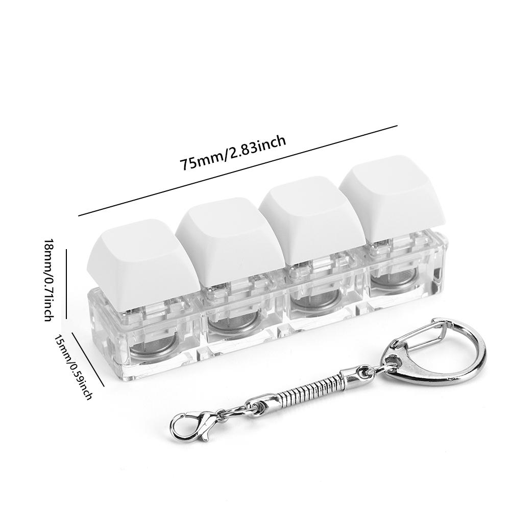 4 Keys Keyboard Fidget Toy Keychain Decompression Toys with LED Light Keyboard Clicker Toy DIY Button Stress Relief for Adult