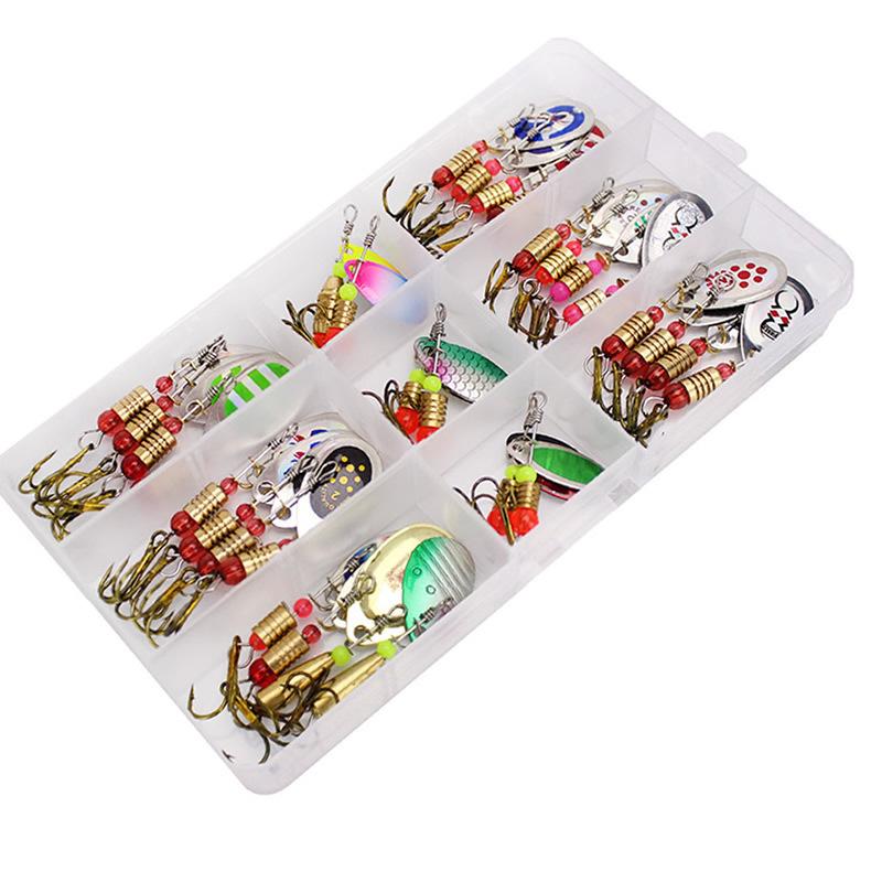 Ručně rotující kovové flitrované rybářské nástrahy s klikou 3,5 g - 10 kusů